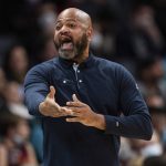 
              Cleveland Cavaliers head coach J. B. Bickerstaff reacts during the first half of an NBA basketball game against the Charlotte Hornets in Charlotte, N.C., Friday, Feb. 4, 2022. (AP Photo/Jacob Kupferman)
            
