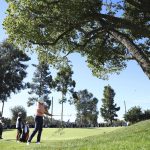 
              Rory McIlroy, of Northern Ireland, hits his second shot from the rough on the second hole during the third round of the Genesis Invitational golf tournament at Riviera Country Club, Saturday, Feb. 19, 2022, in the Pacific Palisades area of Los Angeles. (AP Photo/Ryan Kang)
            