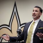 
              New Orleans Saints new head coach Dennis Allen speaks during a news conference at the NFL football team's training facility, Tuesday, Feb. 8, 2022, in Metairie, La. (AP Photo/Derick Hingle)
            