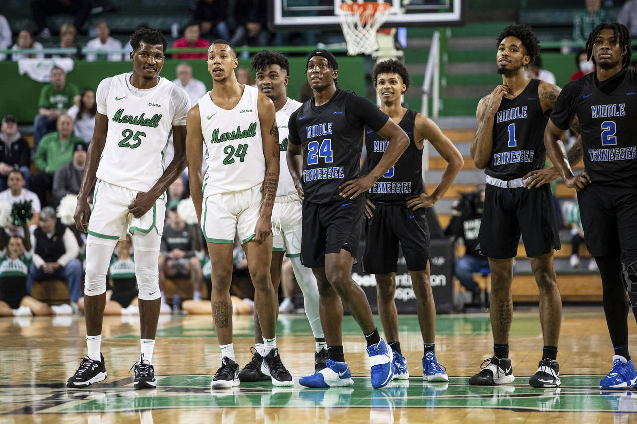 Marshall takes on Middle Tennessee during an NCAA men's basketball game on Thursday, Jan. 27, 2022,...