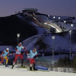 
              Skiers train in cross-country skiing practice before the 2022 Winter Olympics, Wednesday, Feb. 2, 2022, in Zhangjiakou, China. (AP Photo/Alessandra Tarantino)
            