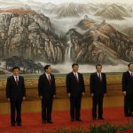 
              FILE - Then newly named members of the Politburo Standing Committee, from left, Zhang Gaoli, Liu Yunshan, Zhang Dejiang, Xi Jinping, Li Keqiang, Yu Zhengsheng and Wang Qishan stand in Beijing's Great Hall of the People following the end of the 18th Communist Party Congress at the Great Hall of the People in Beijing on Thursday, Nov. 15, 2012. A second-generation member of the party elite, Xi became general secretary of the party in 2012. He took the ceremonial title of president the next year. (AP Photo/Vincent Yu, File)
            
