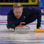 
              Sweden's Niklas Edin throws a rock during a men's curling semifinal match between Canada and Sweden at the Beijing Winter Olympics Thursday, Feb. 17, 2022, in Beijing. (AP Photo/Brynn Anderson)
            