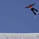 
              FILE - Britain's Katie Ormerod competes during the women's slopestyle qualifying at the 2022 Winter Olympics, Saturday, Feb. 5, 2022, in Zhangjiakou, China. (AP Photo/Francisco Seco, File)
            