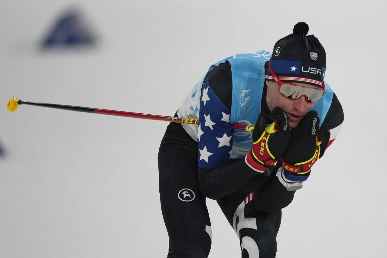 United States' Ben Loomis competes during the cross-country skiing portion of the individual Gunder...