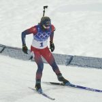
              Marte Olsbu Roeiseland of Norway skis during the women's 10-kilometer pursuit race at the 2022 Winter Olympics, Sunday, Feb. 13, 2022, in Zhangjiakou, China. (AP Photo/Kirsty Wigglesworth)
            
