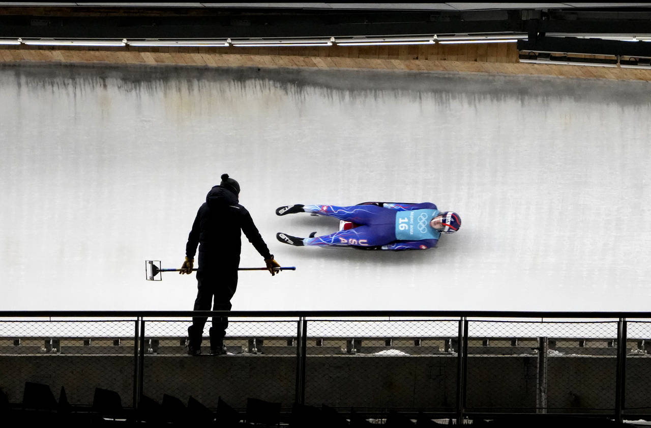 Summer Britcher of the United States takes a practice run during the women's singles luge training ...