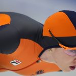 
              Antoinette de Jong of the Netherlands competes during the women's speedskating 3,000-meter race at the 2022 Winter Olympics, Saturday, Feb. 5, 2022, in Beijing. (AP Photo/Ashley Landis)
            