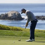 
              Jordan Spieth makes a birdie putt on the fourth green of the Pebble Beach Golf Links during the final round of the AT&T Pebble Beach Pro-Am golf tournament in Pebble Beach, Calif., Sunday, Feb. 6, 2022. (AP Photo/Eric Risberg)
            