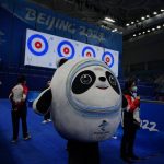 
              Bing Dwen Dwen, the Olympics mascot poses at the curling venue ahead of the Beijing Winter Olympics, Wednesday, Feb. 2, 2022, in Beijing. (AP Photo/Brynn Anderson)
            