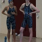 
              Penn's Lia Thomas, right, and teammate Hannah Kannan stand on the pool deck at the Ivy League Women's Swimming and Diving Championships at Harvard University, Friday, Feb. 18, 2022, in Cambridge, Mass. Thomas, who is transitioning to female, is swimming for the University of Pennsylvania's women's team. (AP Photo/Mary Schwalm)
            