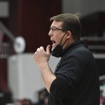 
              Stanford head coach Jerod Haase reacts during the first half of an NCAA college basketball game against Colorado in Stanford, Calif., Saturday, Feb. 19, 2022. (AP Photo/Nic Coury)
            