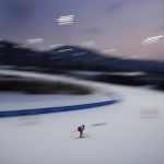 
              A Russian athlete trains during cross-country skiing training at the 2022 Winter Olympics, Wednesday, Feb. 9, 2022, in Zhangjiakou, China. (AP Photo/John Locher)
            