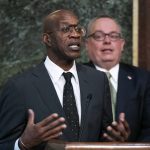 
              FILE - Edwin Moses, chairman of the U.S. Anti-Doping Agency, speaks at a news conference during a White House event aimed at reforming the World Anti-Doping Agency, in Washington on Oct. 31, 2018. Moses, the American gold-medal hurdler who had a key role in sorting through the Russian scandals, recalled trying to explain Moscow's point of view to anti-doping leaders. "One thing I was always trying to get across to them was, 'You don't understand how important sports are to them,'" Moses said. (AP Photo/J. Scott Applewhite, File)
            