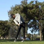 
              Justin Thomas hits his second shot on the 11th hole during the first round of the Genesis Invitational golf tournament at Riviera Country Club, Thursday, Feb. 17, 2022, in the Pacific Palisades area of Los Angeles. (AP Photo/Ryan Kang)
            