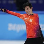 
              Nathan Chen, of the United States, competes in the men's free skate program during the figure skating event at the 2022 Winter Olympics, Thursday, Feb. 10, 2022, in Beijing. (AP Photo/David J. Phillip)
            