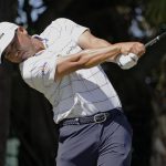 
              Kurt Kitayama hits from the third tee during the third round of the Honda Classic golf tournament, Saturday, Feb. 26, 2022, in Palm Beach Gardens, Fla. (AP Photo/Marta Lavandier)
            