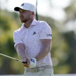 
              Daniel Berger watches his shot from the 16th tee during the second round of the Honda Classic golf tournament, Friday, Feb. 25, 2022, in Palm Beach Gardens, Fla. (AP Photo/Lynne Sladky)
            