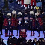 
              Members of team United States pose during the closing ceremony of the 2022 Winter Olympics, Sunday, Feb. 20, 2022, in Beijing. (AP Photo/Brynn Anderson)
            