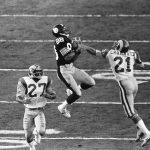 
              FILE - Pittsburgh Steelers receiver Lynn Swann (88) catches a pass between Los Angeles Rams defenders Nolan Cromwell (21) and Pat Thomas (27) during NFL football's Super Bowl XIV at the Rose Bowl, Jan. 20, 1980, in Pasadena, Calif. The Steelers beat the Rams 31-19. Terry Bradshaw feels blessed to have won four Super Bowls. Lynn Swann is sure he has plenty of teammates who wondered how close they came to stringing together six straight championships. To John Stallworth, winning Super Bowls is just what the Pittsburgh Steelers did. (AP Photo/File)
            