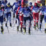 
              From left, Sweden's Ebba Andersson (4), Norway's Therese Johaug (3) and Sweden's Frida Karlsson (2) compete during the women's 7.5km + 7.5km Skiathlon cross-country skiing competition at the 2022 Winter Olympics, Saturday, Feb. 5, 2022, in Zhangjiakou, China. (AP Photo/Alessandra Tarantino)
            