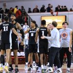 
              Providence center Nate Watson (0) celebrates with guard A.J. Reeves (11) and other teammates after their win against St. John's in an NCAA college basketball game, Tuesday, Feb. 1, 2022, in New York. (AP Photo/Jessie Alcheh)
            