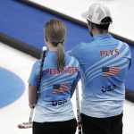 
              United States' Christopher Plys and United States' Victoria Persinger, compete during their mixed doubles curling match against Australia, at the 2022 Winter Olympics, Wednesday, Feb. 2, 2022, in Beijing. (AP Photo/Nariman El-Mofty)
            