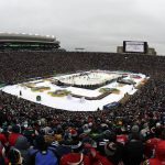 
              THIS CORRECTS THAT ALDRICH VOLUNTEERED AT HOUGHTON HIGH SCHOOL AND NOT HANCOCK HIGH SCHOOL AS ORIGINALLY SENT -  FILE - Notre Dame Stadium is viewed during the second period of the NHL Winter Classic hockey game between the Boston Bruins and the Chicago Blackhawks, Jan. 1, 2019, in South Bend, Ind. Before arriving at Houghton High School, as a volunteer coach, Brad Aldrich had been allowed to resign from the Blackhawks over accusations of sexually assaulting a player. Aldrich worked for the University of Notre Dame and Miami University in Ohio before spending time as a volunteer coach in his native Michigan. (AP Photo/Nam Y. Huh, File)
            
