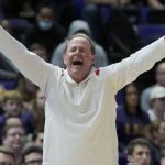 
              Mississippi coach Kermit Davis celebrates after the team scored against LSU during the second half of an NCAA college basketball game in Baton Rouge, La., Tuesday, Feb. 1, 2022. (AP Photo/Matthew Hinton)
            