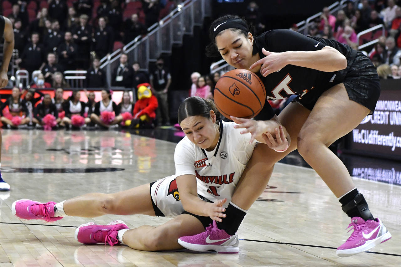CORRECTS PLAYER TO LOUISVILLE GUARD MYKASA ROBINSON (5), INSTEAD OF LOUISVILLE FORWARD ALEXIA MOBLE...