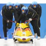 
              Francesco Friedrich of Germanyat and his team start during a 4-man bobsled training heat the 2022 Winter Olympics, Wednesday, Feb. 16, 2022, in the Yanqing district of Beijing. (AP Photo/Dmitri Lovetsky)
            