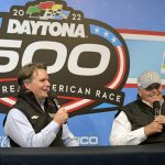 
              Car owners Jeff Gordon, left, and Rick Hendrick answer questions during a news conference before two NASCAR Daytona 500 qualifying auto races at Daytona International Speedway, Thursday, Feb. 17, 2022, in Daytona Beach, Fla. (AP Photo/Phelan M. Ebenhack)
            