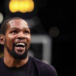 
              Brooklyn Nets forward Kevin Durant (7) smiles before the start of an NBA basketball game against the Oklahoma City Thunder, Thursday, Jan. 13, 2022, in New York. (AP Photo/Jessie Alcheh)
            