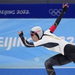 
              Miho Takagi of Japan competes in the speedskating women's 500-meter race at the 2022 Winter Olympics, Sunday, Feb. 13, 2022, in Beijing. (AP Photo/Sue Ogrocki)
            