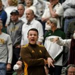
              Wyoming coach Jeff Linder gestures during the first half of the team's NCAA college basketball game against Colorado State on Wednesday, Feb. 23, 2022, in Fort Collins, Colo. (AAron Ontiveroz/The Denver Post via AP)
            