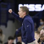 
              Gonzaga coach Mark Few gestures during the second half of the team's NCAA college basketball game against Saint Mary's, Saturday, Feb. 12, 2022, in Spokane, Wash. Gonzaga won 74-58. (AP Photo/Young Kwak)
            