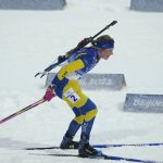 
              Elvira Oeberg of Sweden skis during the women's 10-kilometer pursuit race at the 2022 Winter Olympics, Sunday, Feb. 13, 2022, in Zhangjiakou, China. (AP Photo/Kirsty Wigglesworth)
            