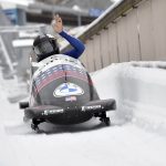 
              Elana Meyers Taylor from USA takes first place at the Bobsleigh World Cup in Winterberg, Germany, Saturday, Jan. 8, 2022 . (Caroline Seidel/dpa via AP)
            