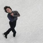 
              Shoma Uno, of Japan, competes during the men's short program figure skating competition at the 2022 Winter Olympics, Tuesday, Feb. 8, 2022, in Beijing. (AP Photo/Jeff Roberson)
            