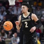 
              Vanderbilt's Scotty Pippen Jr. plays against Dayton in the second half of an NCAA college basketball game in the second round of the NIT Sunday, March 20, 2022, in Nashville, Tenn. Vanderbilt won in overtime 70-68. (AP Photo/Mark Humphrey)
            