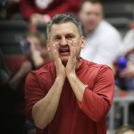 
              Washington State head coach Kyle Smith directs his team during the second half of an NCAA college basketball game against Oregon, Saturday, March 5, 2022, in Pullman, Wash. Washington State won 94-74. (AP Photo/Young Kwak)
            