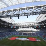 
              FILE - General view if the Saint Petersburg Stadium prior the Euro 2020 soccer championship quarterfinal match between Switzerland and Spain in St. Petersburg, Russia, on July 2, 2021. Russia launched a shock plan to host soccer's European Championship despite its teams being suspended from international competitions over the war in Ukraine. A meeting of the Russian Football Union executive committee decided on Wednesday to “support the decision to declare interest” in the 2028 and 2032 tournaments, the organization said in a statement ahead of the deadline for expressions of interest to be submitted to UEFA. (Anton Vaganov/Pool via AP, File)
            