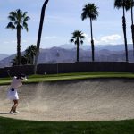 
              Lydia Ko hits from a bunker to the 15th green during the first round of the LPGA Chevron Championship golf tournament Thursday, March 31, 2022, in Rancho Mirage, Calif. (AP Photo/Marcio Jose Sanchez)
            