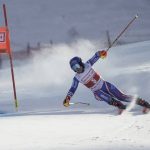 
              France's Tessa Worley speeds down the course during the first run of an alpine ski, women's World Cup giant slalom, in Lenzerheide, Switzerland, Sunday, March 6, 2022. (AP Photo/Giovanni Auletta)
            
