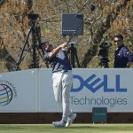 
              Scottie Scheffler hits off the sixth tee during the third round of the Dell Technologies Match Play Championship golf tournament, Friday, March 25, 2022, in Austin, Texas. (AP Photo/Tony Gutierrez)
            