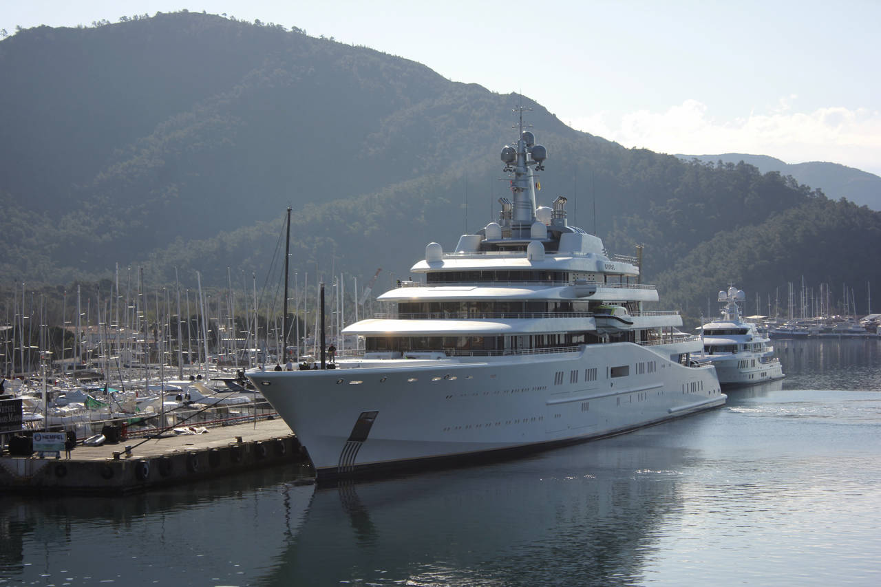 A view of Eclipse, a luxury yacht reported to belong to Russian businessman Roman Abramovich, docke...