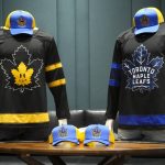 
              The Toronto Maple Leafs NHL hockey team unveil their "Next Gen" jerseys, created in a partnership with Canadian musician Justin Bieber, Drew House, NHL and Adidas, in Toronto on Monday, March 21, 2022. (Nathan Denette/The Canadian Press via AP)
            