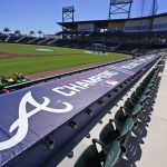 
              The CoolToday baseball park is ready for the Atlanta Braves for the start of Major League Baseball spring training at the CoolToday Park, Sunday, March 13, 2022, in North Port, Fla. (AP Photo/Steve Helber)
            