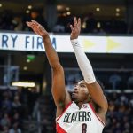 
              Portland Trail Blazers guard Brandon Williams shoots during the first half of the team's NBA basketball game against the Utah Jazz on Wednesday, March 9, 2022, in Salt Lake City. (AP Photo/Adam Fondren)
            