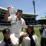 
              Australia's Shane Warne is carried around the field with the official Ashes Trophy by Michael Clarke and Andrew Symonds, right, after defeating England on the fourth day of the fifth Test match at the SCG in Sydney, Australia on May 1, 2007. Shane Warne, one of the greatest cricket players in history, has died. He was 52. Fox Sports television, which employed Warne as a commentator, quoted a family statement as saying he died of a suspected heart attack in Koh Samui, Thailand. (Gareth Copley/PA via AP)
            